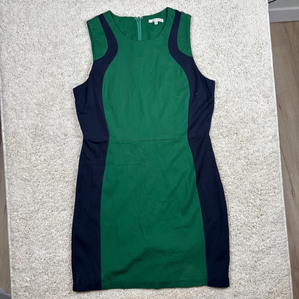 41 Hawthorn Colorblock Sheath Dress‎ Green Navy XL Sleeveless Business Casual